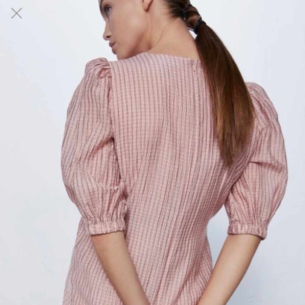 ZARA DRESS WITH GATHERED WAIST
AND PUFF SLEEVES - Picture 4 of 7